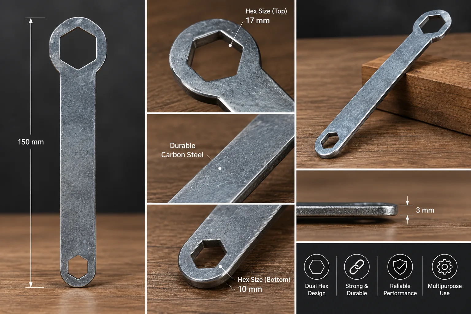 Double-Hex Spanner, 17mm/10mm