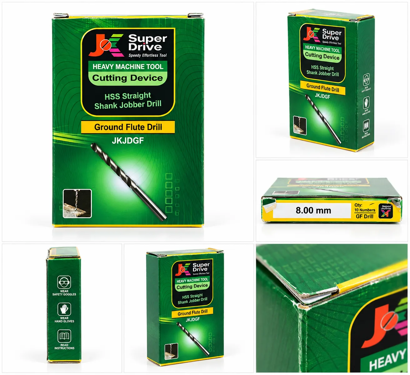 JK Super Drive JKJDGF 8.00mm HSS Straight Shank Jobber Drill (Ground Flute), Box of 10