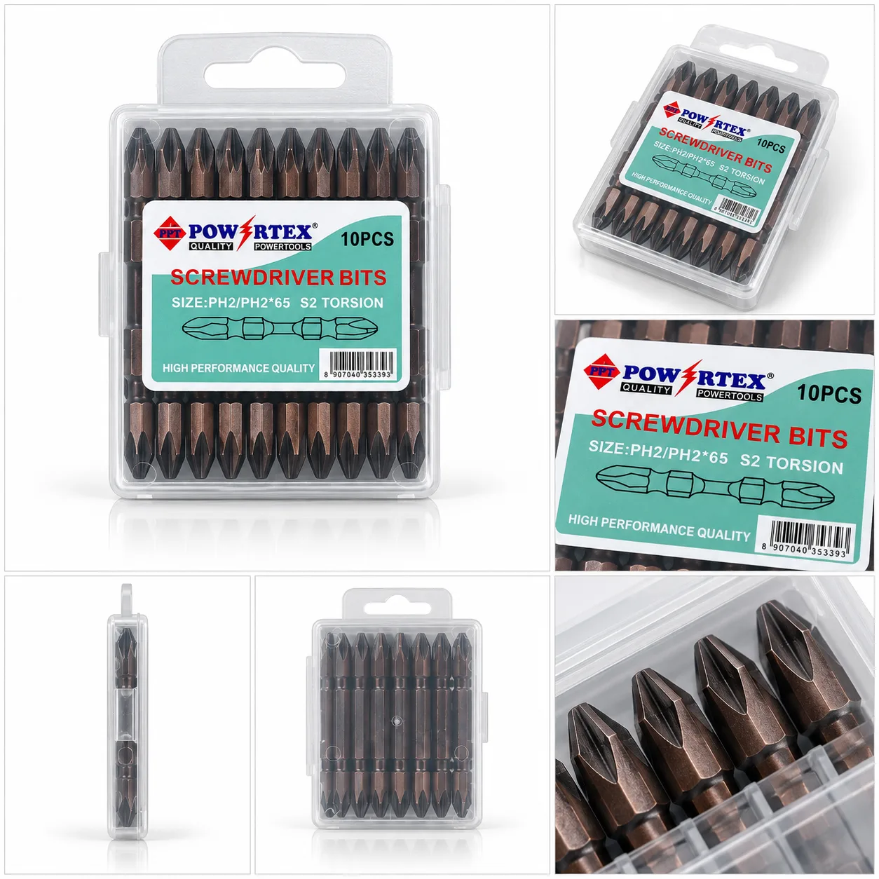 POWERTEX PH2 x 65mm Double-End Screwdriver Bits (10 Pcs)