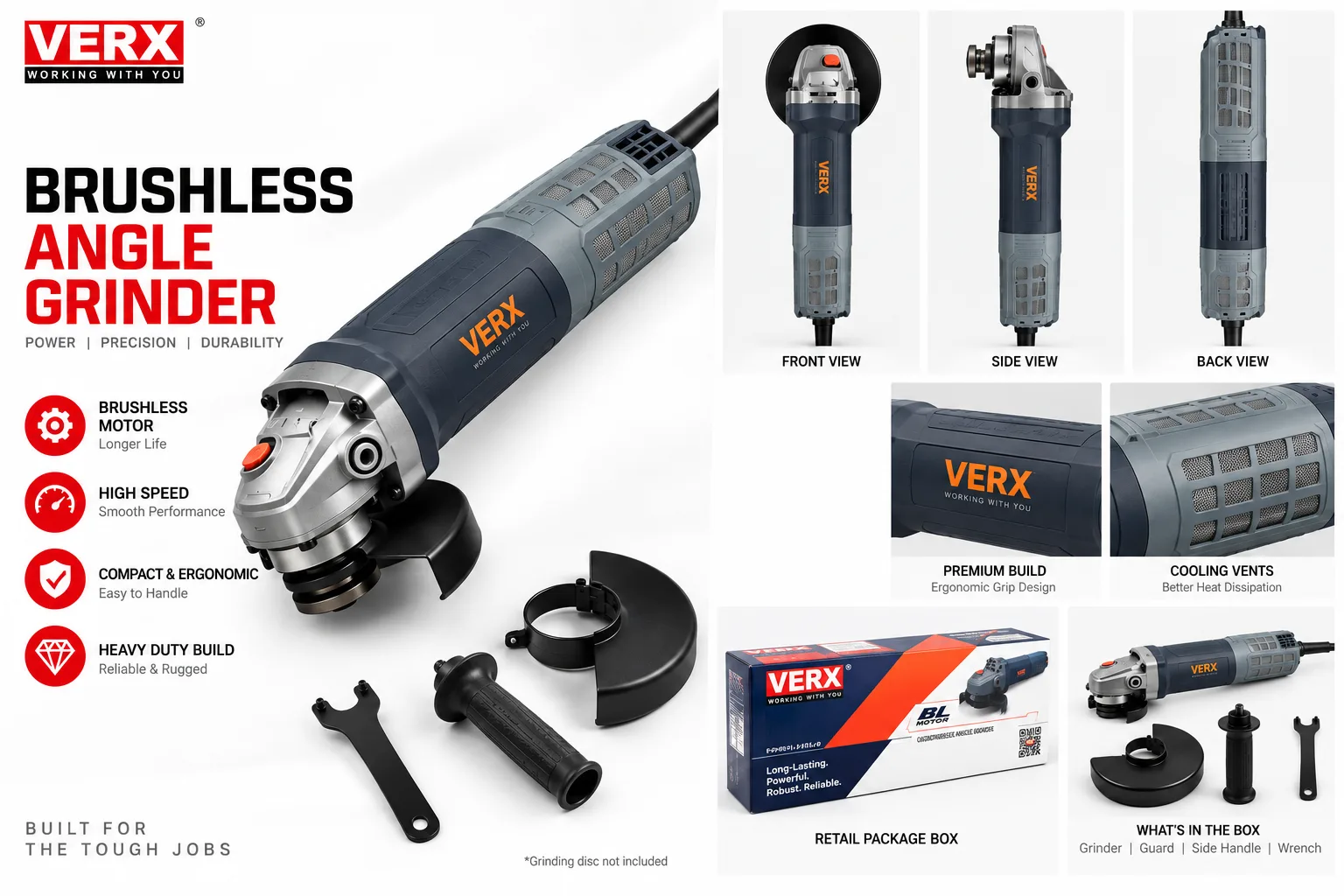 VERX Brushless Angle Grinder